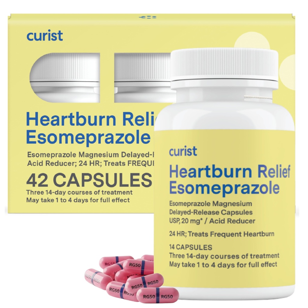 Curist Esomeprazole 20mg Κάψουλες Καθυστερημένης- Χαλαρώσεως - Acid Reflux Medicine for Heartburn Relief - 42 Count Caps - Acid Reflux Relief