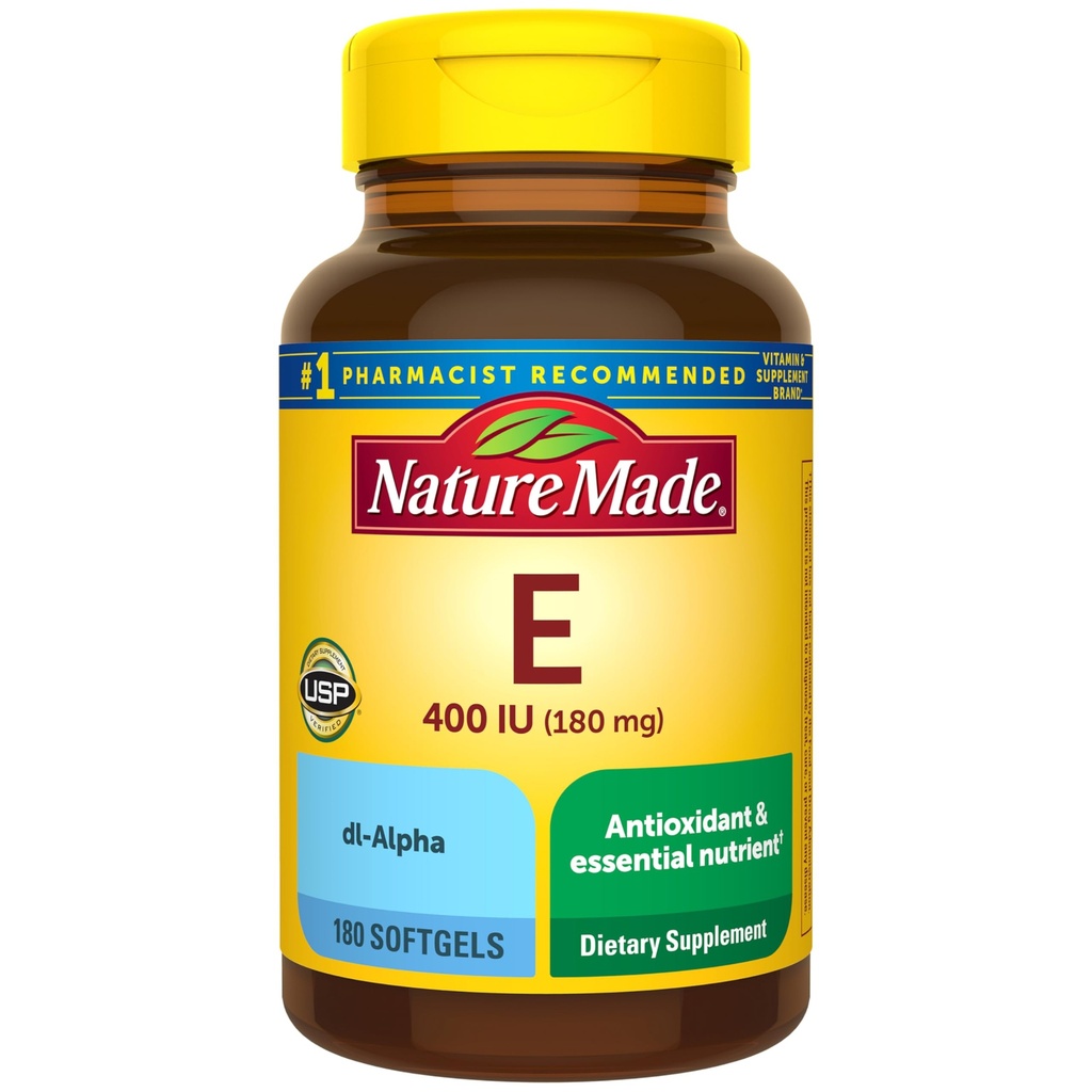 Βιταμίνη Ε 180 mg (400 IU) dl- Alpha Softgels, 180 Count for Antioxidant Support