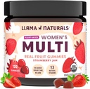 Llama Naturals Πολυβιταμίνη για γυναίκες, Vegan, οργανικές γκοφρέτες με βιταμίνη D, C και K, Γυναικεία Πραγματική Φρούτα Gummy Βιταμίνες, Chewable Multivitamin Supplement, No Added Sugar Cane, Strawberry, 120 Ct