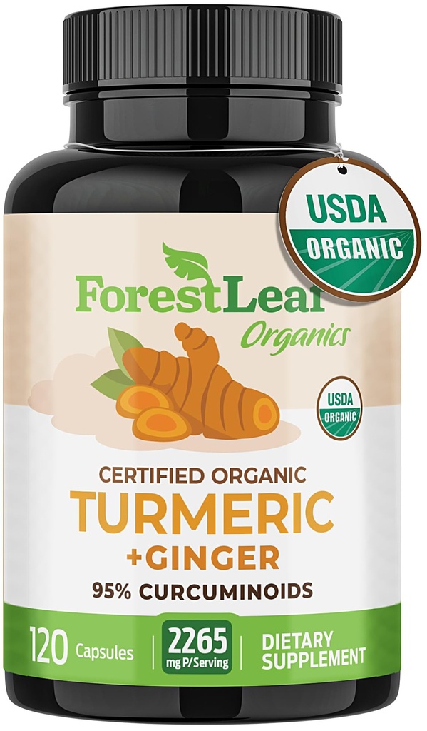 Turmeric Supplement Extra Strength 2265mg - Turmeric Curcumin Supplement w/BioPerine Black Pepper - Tumeric and Ginger Συμπληρώματα, 95% Κουρκουμινοειδή, Υποστηρίζει Ανοσοποιητική & Κοινή Υγεία, 120 Caps