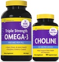 InnovixLabs Choline & Triple Omega-3 Bundle Choline Bitartrate 550mg (100 Capsules) Triple Strength Omega (200 Softgels). Supports Memory, Mood, Brain Health & Boost Cognitive.*
