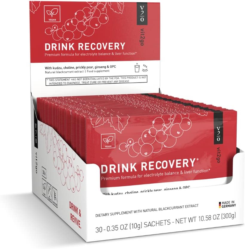 Recovery Recovery Electrolytes Σκόνη με Βιταμίνες, Vegan Electrolyte Packets για Ενυδάτωση & Αποτοξίνωση ήπατος, Blackcurrant Flavor (30 Sachets)