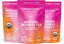 Pink Stork Morning Sickness Relief Kit – 3-Piece Bundle με οργανικό τσάι Peachάκινο, B6 Sweets, Ginger Lozenges – Υποστήριξη Εγκυμοσύνης, Πρώτο Trimester Απαραίτητα, Δώρο για Έγκυες Γυναίκες