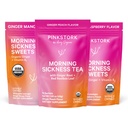 Pink Stork Morning Sickness Relief Kit – 3-Piece Bundle με οργανικό τσάι Peachάκινο, B6 Sweets, Ginger Lozenges – Υποστήριξη Εγκυμοσύνης, Πρώτο Trimester Απαραίτητα, Δώρο για Έγκυες Γυναίκες