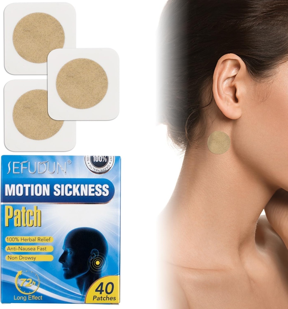 Behind The Ear Motion Sickness Patches for Cruise. Pack of 9520 Beige Sea Sickness Patches for Cruise, Airplane, Car. Anti Motion Sickness Patch Behind Ear. Seasick Patch