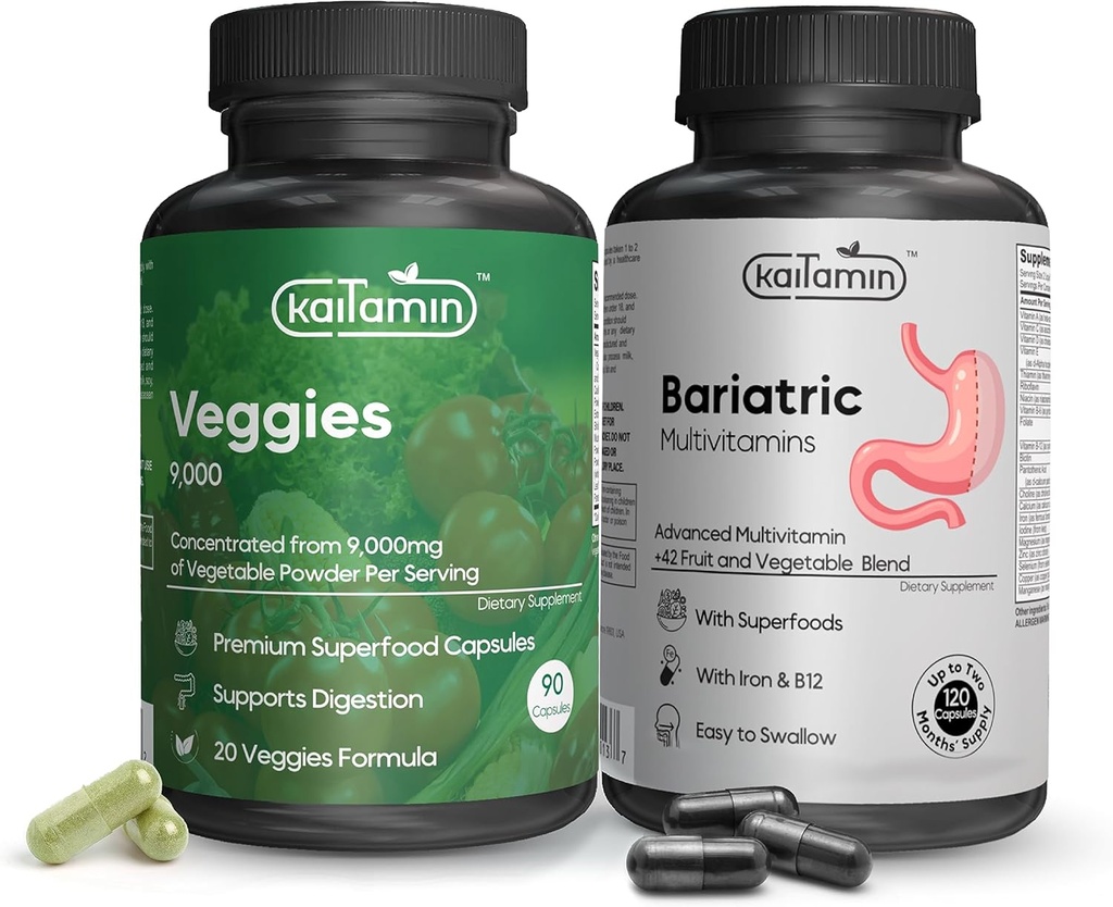 Βαριατρική Πολυβιταμίνη με Σιδήρου Veggies 9000 Superfood Κάψουλες, 2 Μήνες Προσφορά Βαριατρική Πολυβιταμίνη με Extra Veggie Superfood Κάψουλες