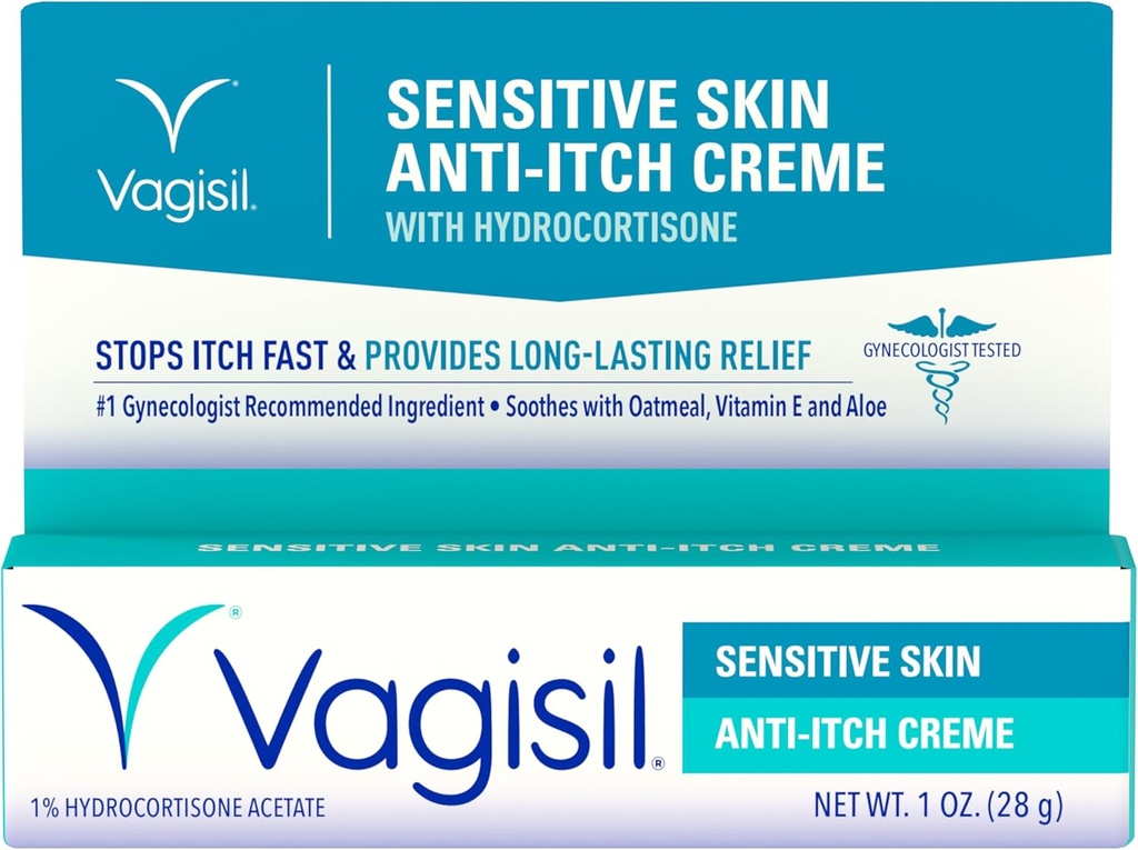 Vagisil Feminine Anti-Itch Κρέμα για τις γυναίκες, Ευαίσθητη φόρμουλα του δέρματος με υδροκορτιζόνη, Βοηθά στην ανακούφιση από τη μόλυνση της ζύμης Ερεθισμός, γυναικολόγος Δοκιμαστεί, Soothes & Cools, 1oz (πακέτο του 1)