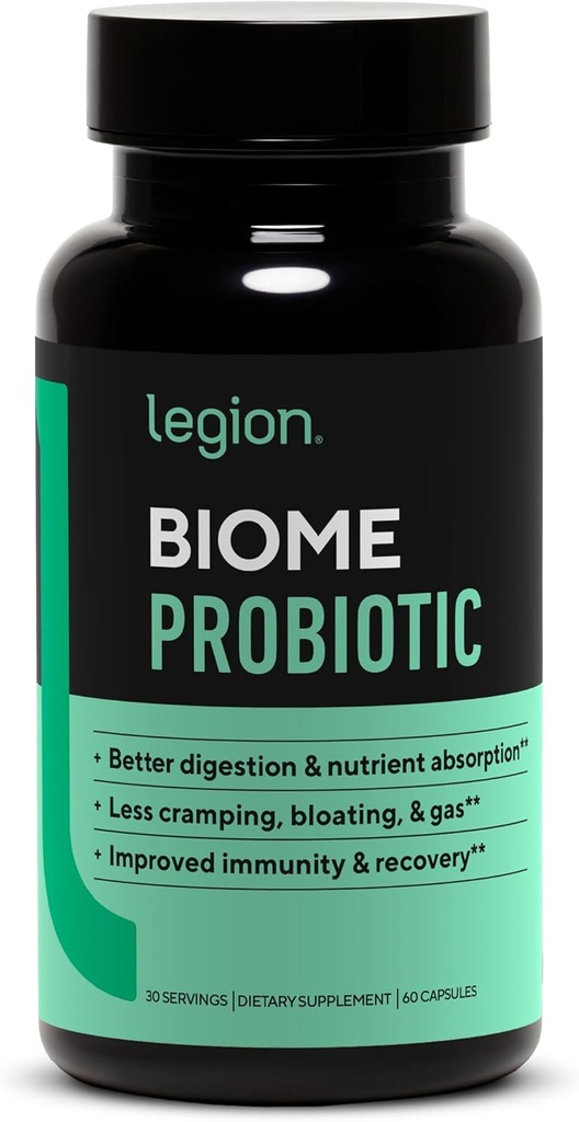 LEGION Biome Probiotic - φυσικά προβιοτικά συμπλήρωμα για την υγεία των γυναικών & ανδρών - προβιοτικά συμπληρώματα διατροφής Βοήθεια για τη μείωση της αναρρόφησης, cramping & αέριο - Colon Probiotic χάπια υγείας, 30 εξυπηρετήσεις