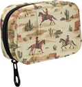 Fustylead Cowboy Ιππασία Ίππος και έρημος Κάκτος Χάπι Organizer για την τσάντα, εβδομαδιαία φορητό κουτί χάπι με Zipper για την αποθήκευση Βιταμίνες ιχθυέλαια Συμπληρώματα