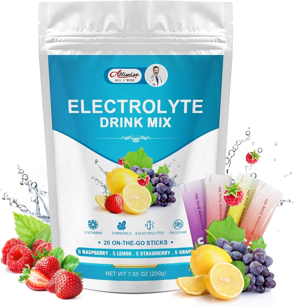 Hydrate Electrolytes Powder Packets,Zero Sugar Electrolytes,Electrolyte Drink Mix 20 Pack