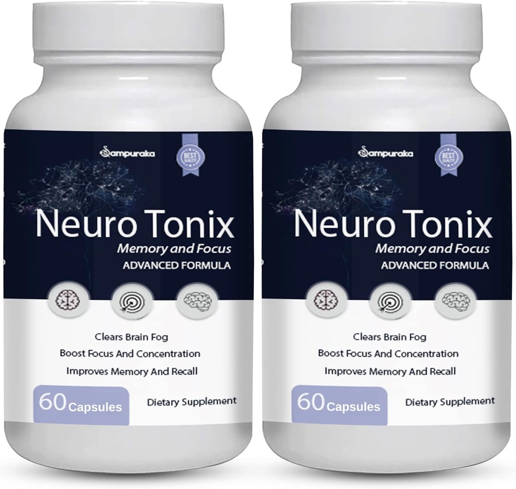 Neuro Tonix Advanced Formula for Memory and Focus Supplement - 2 Πακέτα NeuroTonix 120 Κάψουλες (Χειλίδια)