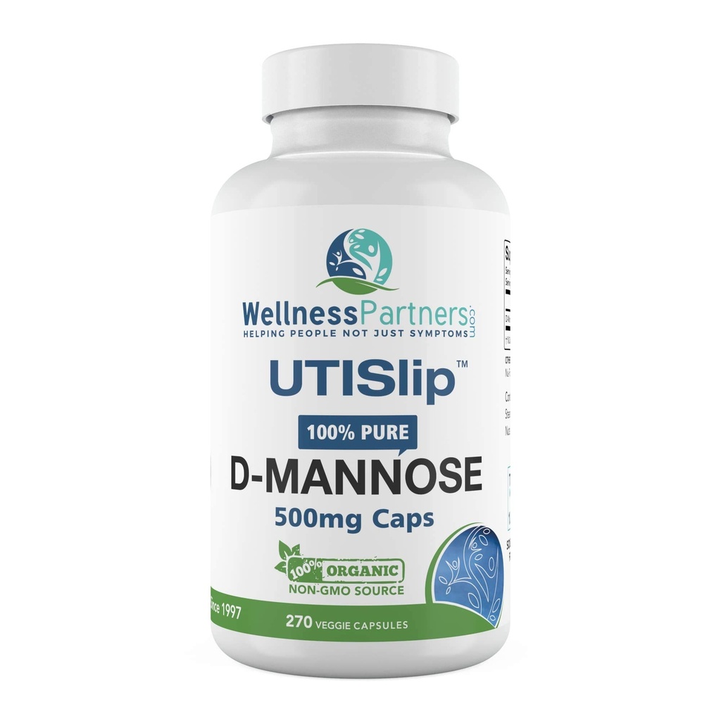 UTI Slip D-Mannose Non GMO Organic Source Veggie Capsules 270 Count (500 Mg)
