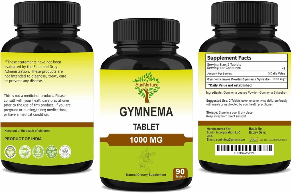 Δισκία Gymnema 90 Δισκία, 1000 mg 