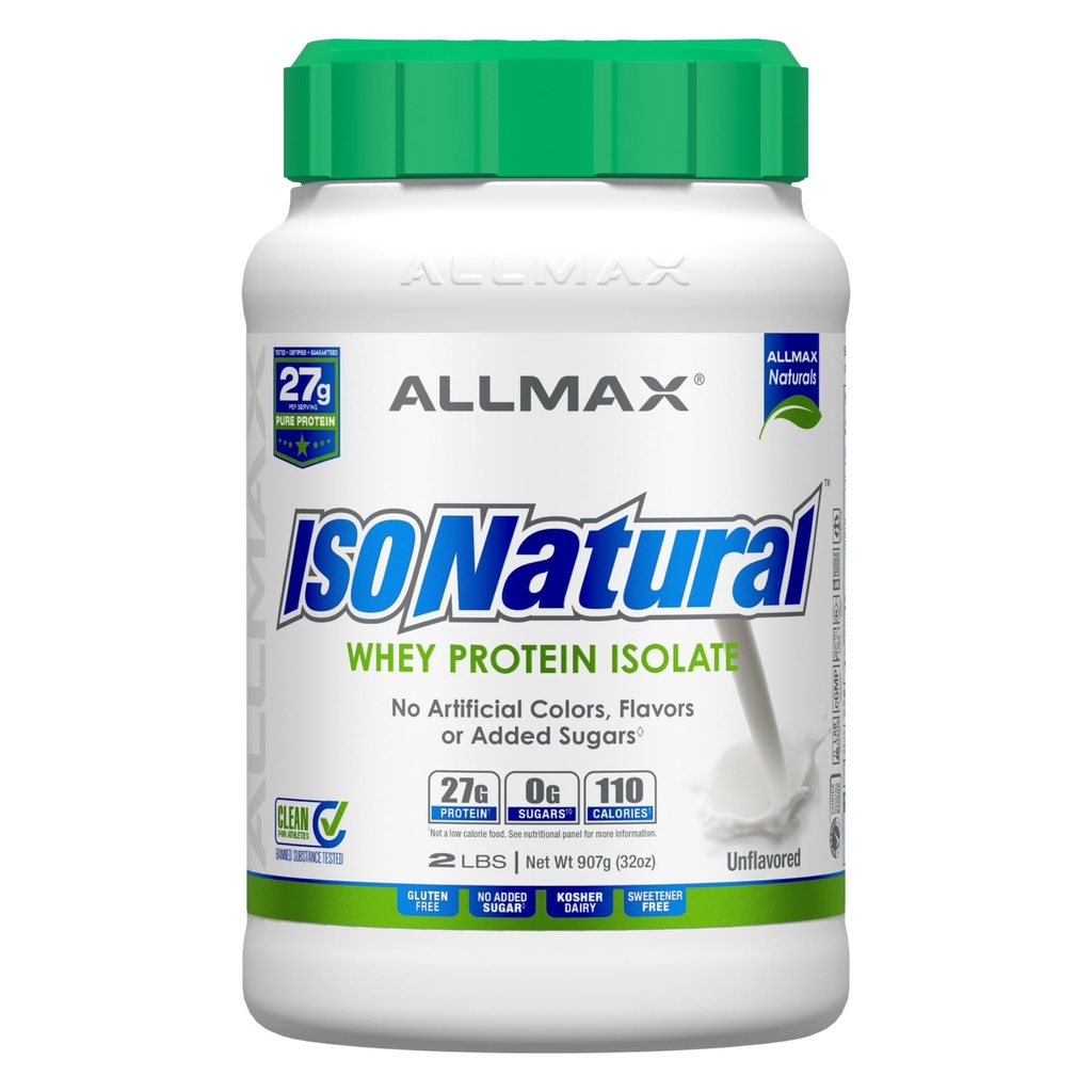 ΣΥΝΤΟΜΟΓΡΑΦΙΚΟ ΔΙΑΤΡΟΦΗΣ ALLMAX Whey Protein Isolate, Unflavored - 2 λίβρες - 27 γραμμάρια πρωτεΐνης Per Scoop - Zero Fat & Sugar - 99% Λακτόζη Χωρίς - με Πρεβιοτικά - Χωρίς Τεχνητές Γεύσεις - 31 Μερίδες