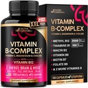 Vitamin B Complex for Men & Women - Riboflavin B2, B12, B1, B3, B5, B6, B7, B8, B9 | Vitamin C, Choline, Inositol | B-Complex Supplement | Energy, Brain & Heart Support | Lab Tested | 120 Vegan Caps