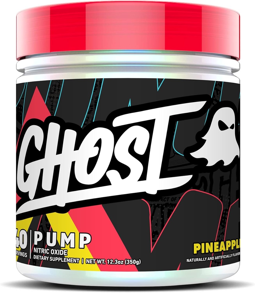 Αντλία GHOST Νιτρική Οξείδιο σε σκόνη, ανανά - 40 Σερβιέτες - Χωρίς ζάχαρη & χωρίς Stim συμπληρώματα προ-εργασίας - L-Citrulline, Arginine Νιτρικό & L-Glutathione - Χωρίς σόγια & γλουτένη, Vegan