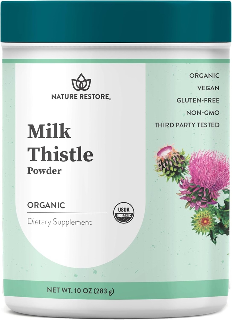 Nature Restore USDA Certified Organic Milk Thistle Seed Powder, 10 Ounces, Packaged in California