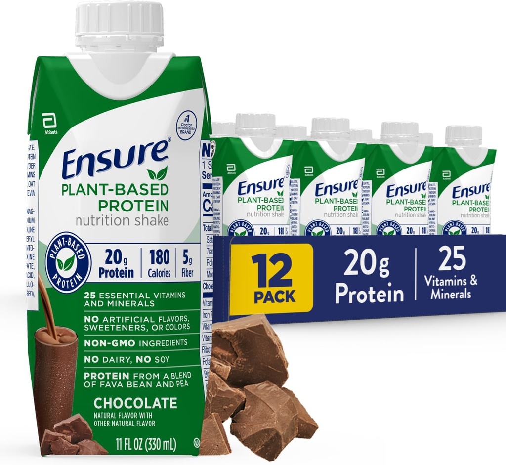 Εξασφαλίστε τη φυτική διατροφή με 20g Fava Bean & Pea Protein, Vanilla & Chocolate Flavors, Συσκευασία των 12, 11 Fl Oz