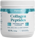 Pattern Wellness Collagen Peptides Powder (Type I & III) - Μαλλιά, νύχια, δέρμα και κοινή υγεία - Grass Fed & Pasture Μεγαλωμένο - Hydrolyzed Collagen, Non-GMO, Dairy Free, & Keto - Birthday Cake (13 Oz)