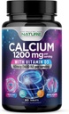 Ασβέστιο 1200mg με βιταμίνη D3 για την καλύτερη απορρόφηση - Σύνθετη υποστήριξη οστών συμπλήρωμα, 1200 mg Ασβέστιο ανθρακικό & 1600 IU Βιταμίνη D3, αργή απελευθέρωση για ανοσοποιητική υποστήριξη, εύκολο στην κατάποση, 60 δισκία