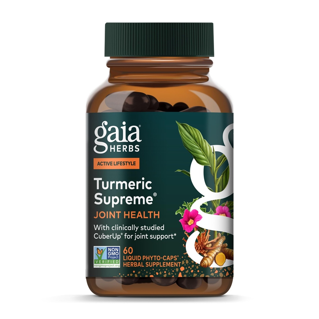 Gaia Herbs Turmeric Supreme Joint Health - Joint support Supplement - με Quercetin, Black Pepper, Boswellia, Ginger Root, Curcuminoids, & More - 60 Liquid Phyto-Capsules (15-Day Supply)