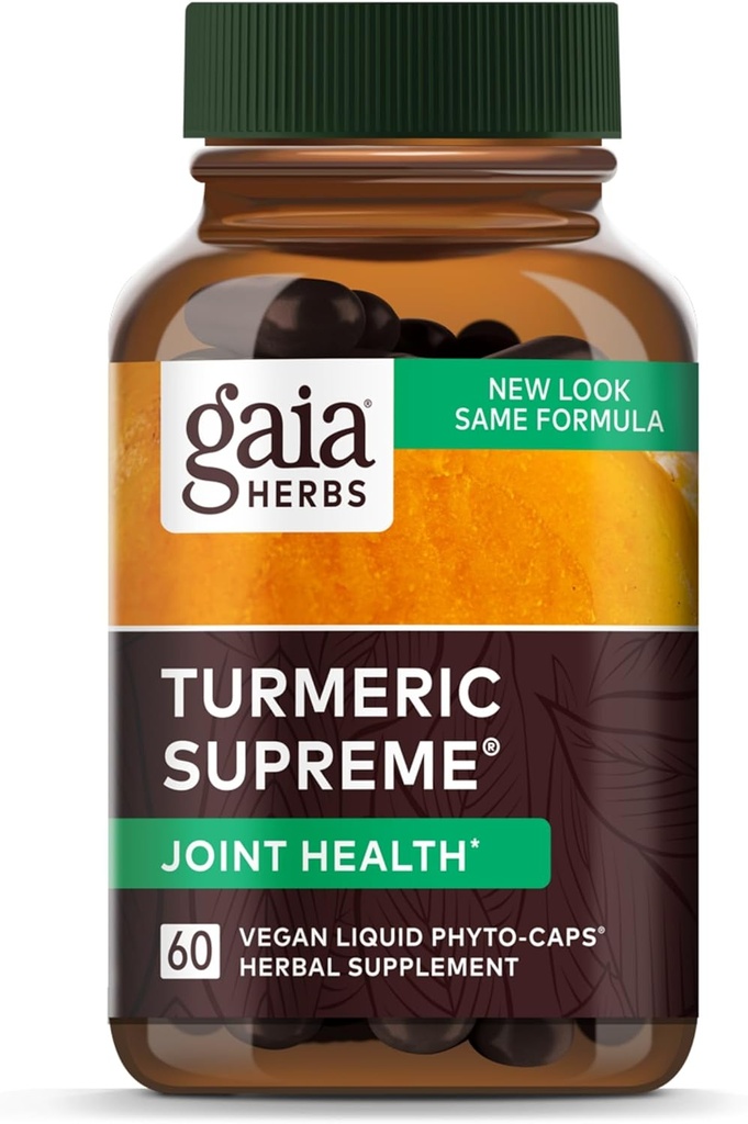 Gaia Herbs Turmeric Supreme Joint Health - Joint support Supplement - με Quercetin, Black Pepper, Boswellia, Ginger Root, Curcuminoids, & More - 60 Liquid Phyto-Capsules (15-Day Supply)
