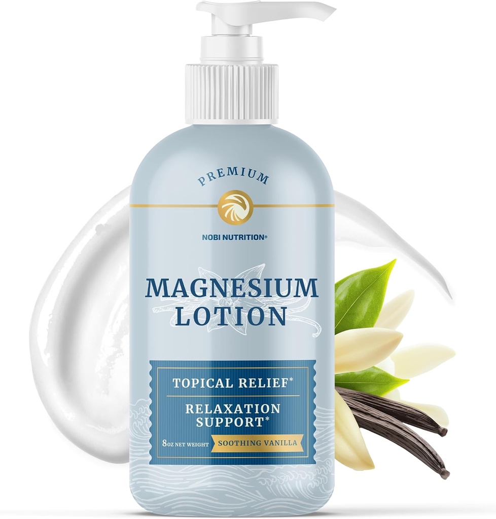 Magnesium Lotion to Relieve Muscle Cramps & Soreness | Calming & Recovery Support, Muscle Relaxation | Topical Magnesium Cream for Leg Cramps | Maximum Absorption | with Shea Butter | 8 fl oz.