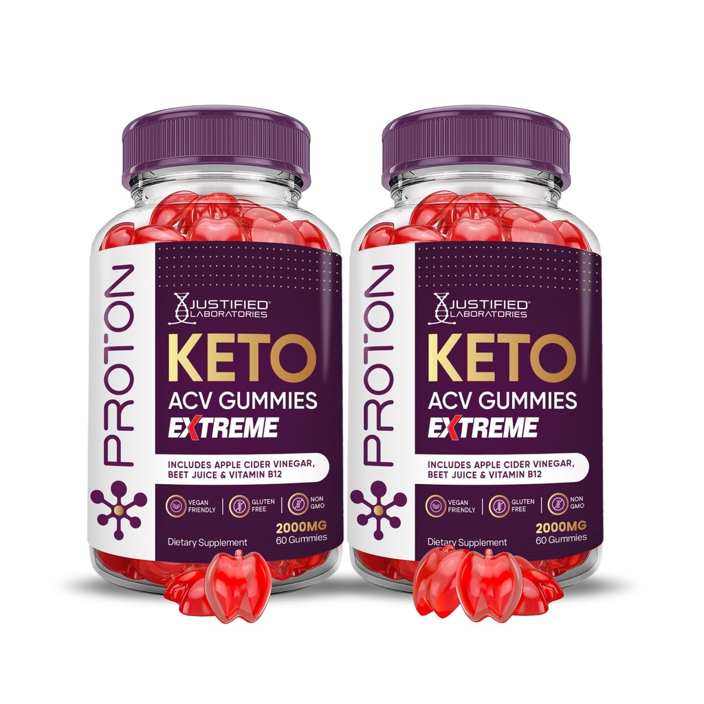 Justified Laboratories (2 Pack Proton Protein Keto ACV Gummies Extreme 2000MG Proton Keto Gummies Apple Cider Vinegar Formed with Roomegranate Beet Juice Powder B12 Vegan Non GMO 120 Gummys