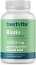 BESTVITE Biotin 10.000mcg (240 κάψουλες χορτοφαγικής) - Χωρίς στέαρ - Όχι Φωσφορικό Dicalcium - Δεν υπάρχουν τεχνητά γλυκαντικά - Δεν Γεύσεις - Δεν Flow Agents - Vegan - Μη ΓΤΟ - Χωρίς γλουτένη