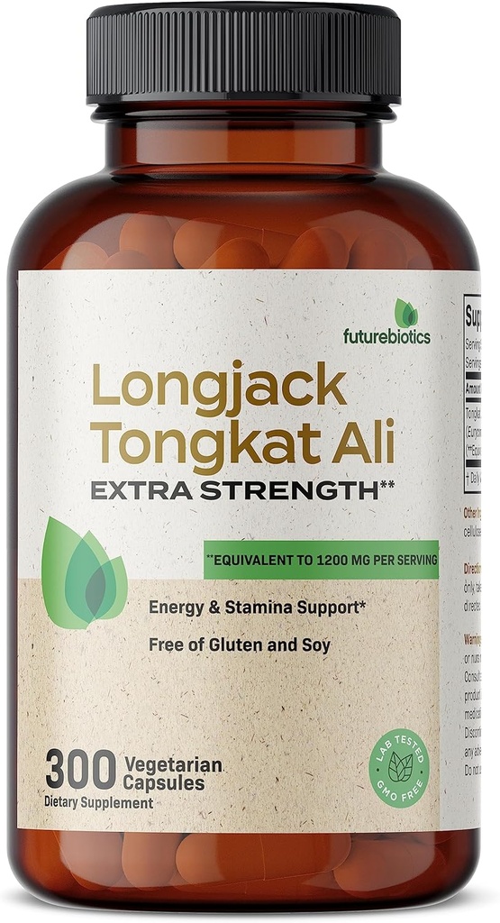 Futurebiotics Longjack Tongkat Ali Extra Strength Energy & Stamina Support - Μη ΓΤΟ, 300 κάψουλες χορτοφάγων