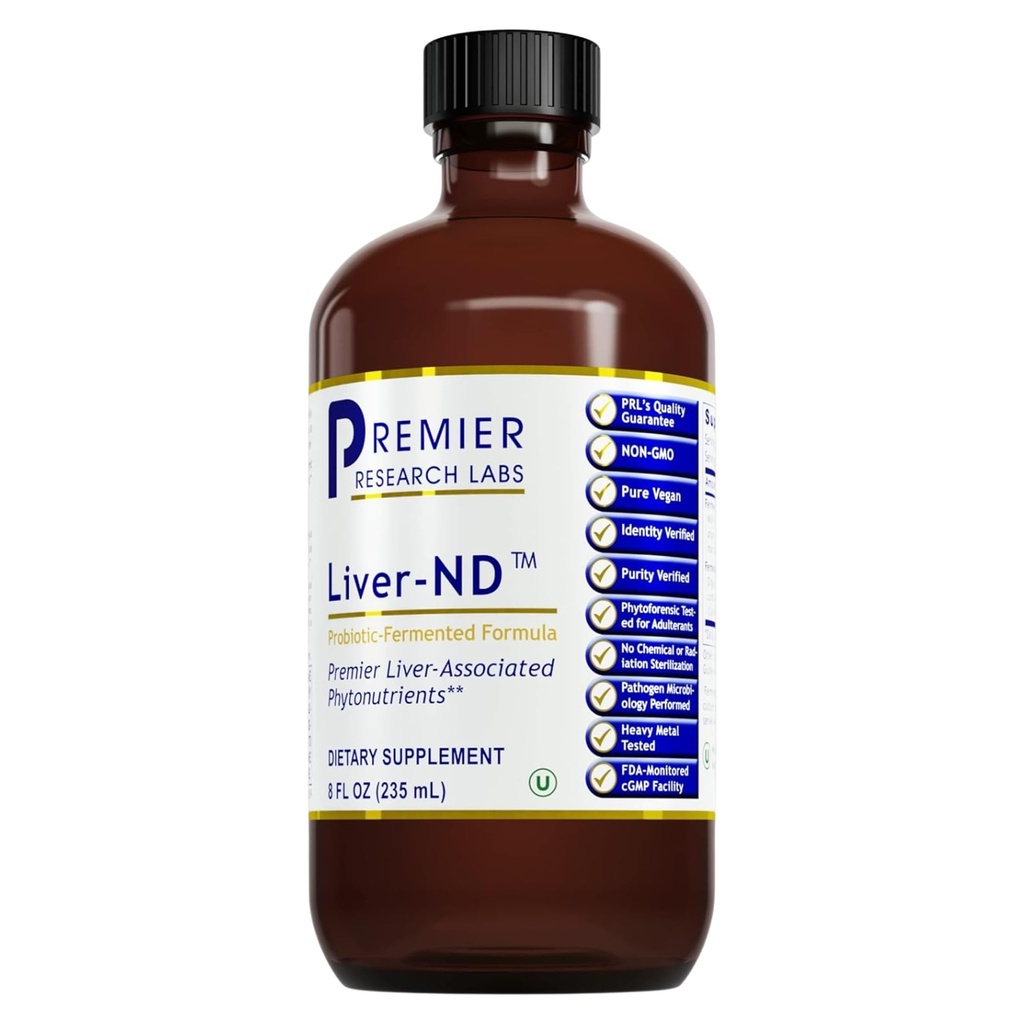 Premier Research Labs Liver-ND - Liver Cleanse, εκχύλισμα γαϊδουράγκαθου γάλακτος, Υγρές σταγόνες γαϊδουράγκαθου γάλακτος, συμπλήρωμα βαφής Ζυμωμένο με προβιοτικά, με αντιοξειδωτικά, Turmeric, 8 Fl Oz μπουκάλι