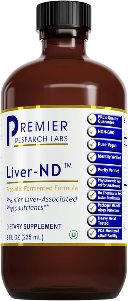 Premier Research Labs Liver-ND - Liver Cleanse, Milk Thistle Extract, Milk Thistle Liquid Drops, Tincture Supplement Fermented with Probiotics, with Antioxidants, Turmeric, 8 Fl Oz Bottle