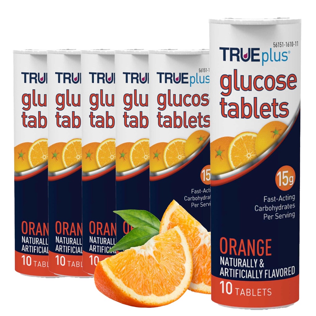 TRUEplus Glucose Tabletισκία, Πορτοκαλί Γεύση - 6X 10ct Σωλήνες