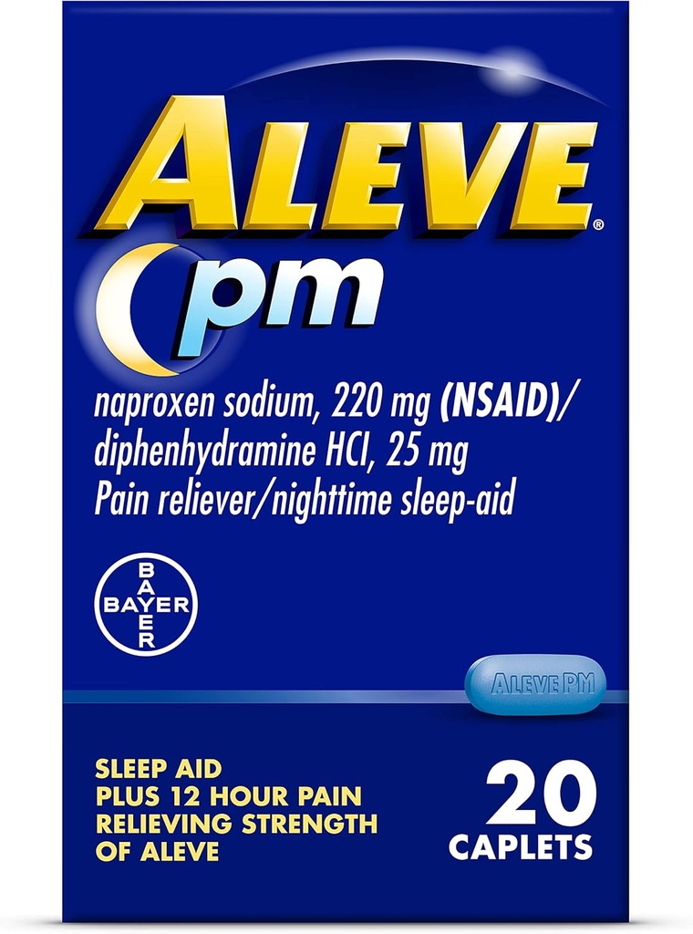 Aleve Pain Relief and Nighttime Sleep Aid Naproxen Caplets Νάτριο ‐ 20 Count