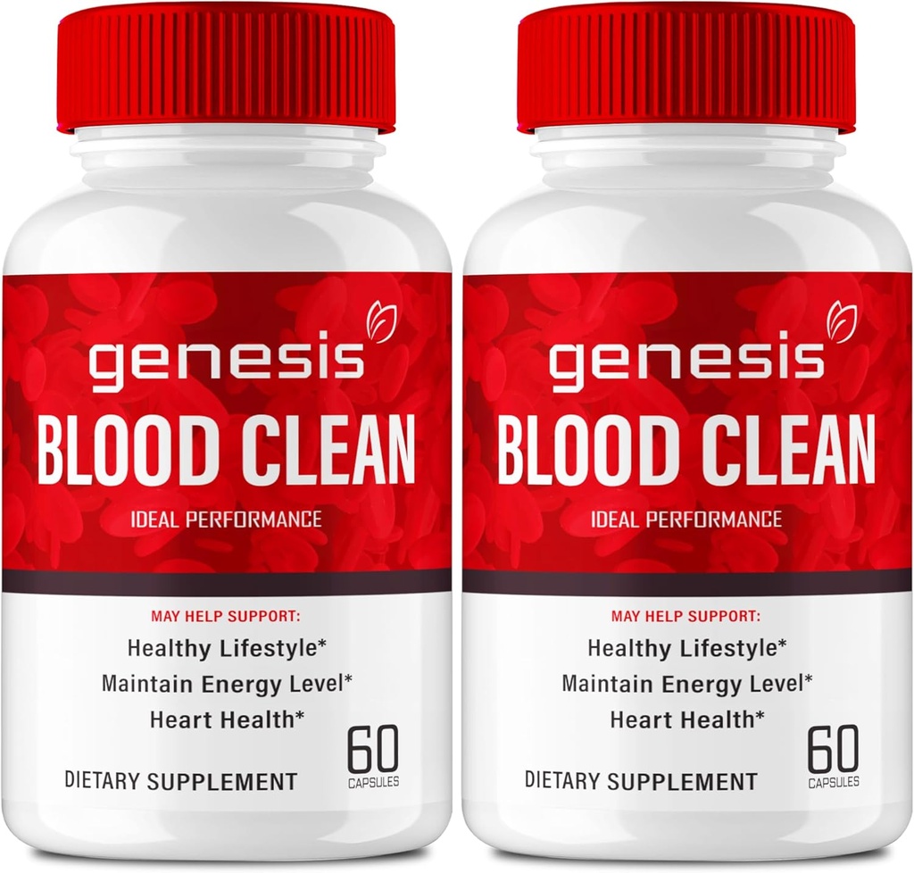 Genesis Blood Clean Capsules - Advanced Formula Supplement for Maximum Strength - Natural Blood Vessel Cleaner, GenesisBlood Clean Pills, GenesisBloodClean Pastillas Reviews (2 Pack)