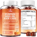 Pumpkin Seed Oil Gummies, 3500mg Per Serving, Cold Pressed, with Saw Palmetto, Rosemary Leaf, Zinc, Hydrolyzed Collagen Peptides, Pumpkin Seed Oil for Hair Growth, Vegan, 60 Counts