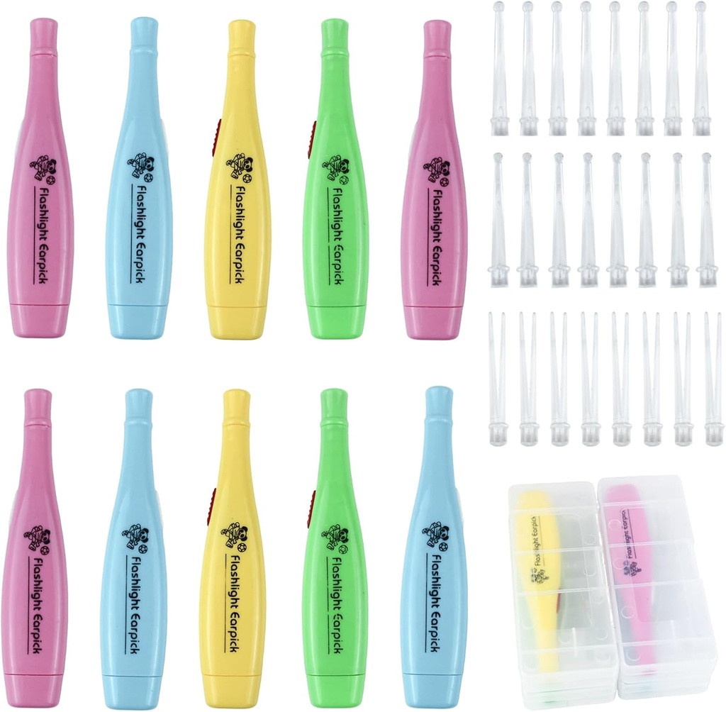 12 Τεμάχια Εργαλείο αφαίρεσης κεριού αυτιού με LED Light για τον καθαρισμό του κεριού του αυτιού Reuseable Tweezer Καθαριστικό αυτιού για ενήλικες και παιδιά