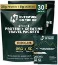 Διατροφή On The Go Whey Protein Isolate Packets με Creatine – 25g Πρωτεΐνη + 5g Createine – Single-Serve Travel Protein Powder - Variety Pack (Vanilla & Chocolate) (30-Pack)