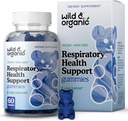 Wild & Organic Lung Detox Gummies - 1000 mg Mullein Gummies for Lungs Cleanse - Φυσικά συμπληρώματα με εκχύλισμα φύλλων Mullein και μείγμα μανιταριών - 60 Vegan, μη-GMO Chews