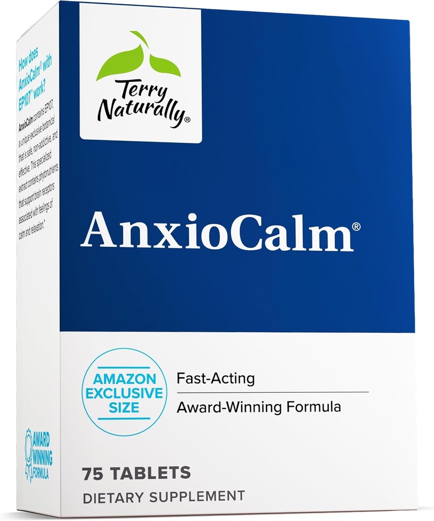 Terry Φυσικά AnxioCalm - 75 δισκία - Γρήγορη δράση, μη υπνηλία, μη-πρόσθετη Φόρμουλα - Ασφαλής για Ενήλικες & Παιδιά 4+ Χρόνια - Μη ΓΤΟ - 37 Υπηρεσίες