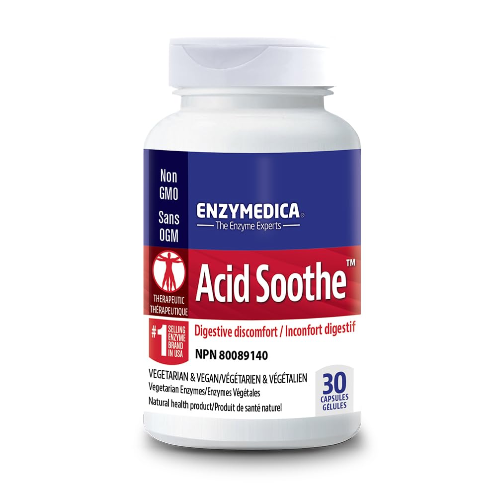 Enzymedica, Acid Soothe, Υποστήριξη για την περιστασιακή Heartburn, 3-σε-1 Formula με Ένζυμα & Καταπραϋντικά Βότανα, 30 Count