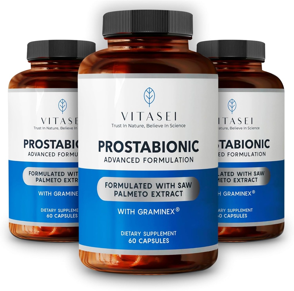 VITASEI Prostabionic με Graminex, Saw Palmetto, Pygeum Africanum - Bladder Control και Prostate συμπληρώματα για άνδρες - 60 κάψουλες (πακέτο των 3)
