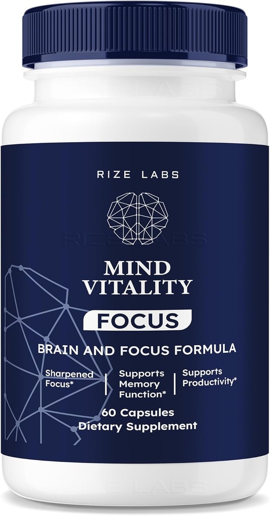 rize labs Mind Vitality Focus Brain Supplement to Boost Focus and Concentration & Αποφύγετε τη μεσογειακή κόπωση (60 κάψουλες)