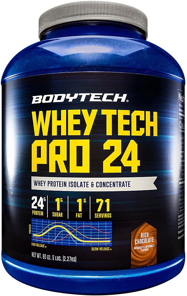 BODYTECH Whey Tech Pro24 Protein Powder - Πλούσια Σοκολάτα Γεύση για την ανάπτυξη των μυών και την αποκατάσταση, Παρέχοντας 24g πρωτεΐνης ανά υπηρεσία για την βέλτιστη καταλληλότητα και απόδοση (5 lbs / 71 εξυπηρετούν)