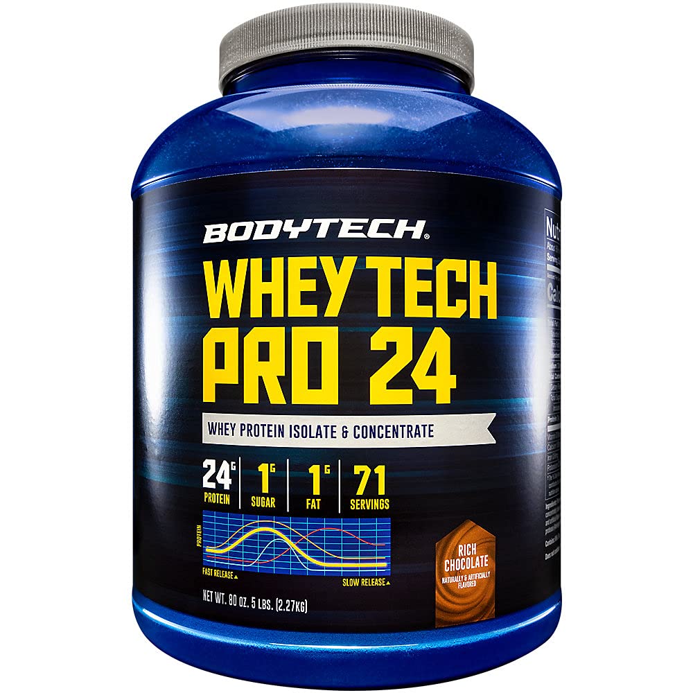 BODYTECH Whey Tech Pro24 Protein Powder - Πλούσια Σοκολάτα Γεύση για την ανάπτυξη των μυών και την αποκατάσταση, Παρέχοντας 24g πρωτεΐνης ανά υπηρεσία για την βέλτιστη καταλληλότητα και απόδοση (5 lbs / 71 εξυπηρετούν)