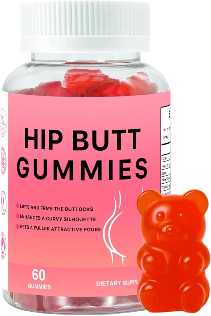 Hip Butt BBL Gummies for Butt Fast Growth and Enhancee, 60 Booty Gummies for Bigger Butt Fast, Booty Gummies for Weight Gainer for Women Butt Enhancement
