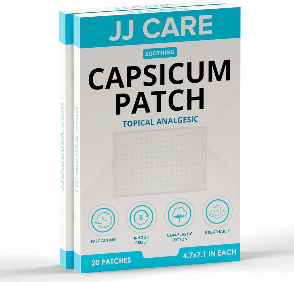 JJ CARE Capsicum Patch (40 PCS), 4.7" x 7.1" Καταπραϋντικό Patch καψαϊκίνης, Capsicum Patches για λαιμό, ώμο, μυική πληγή- 8 ώρες ανακούφιση