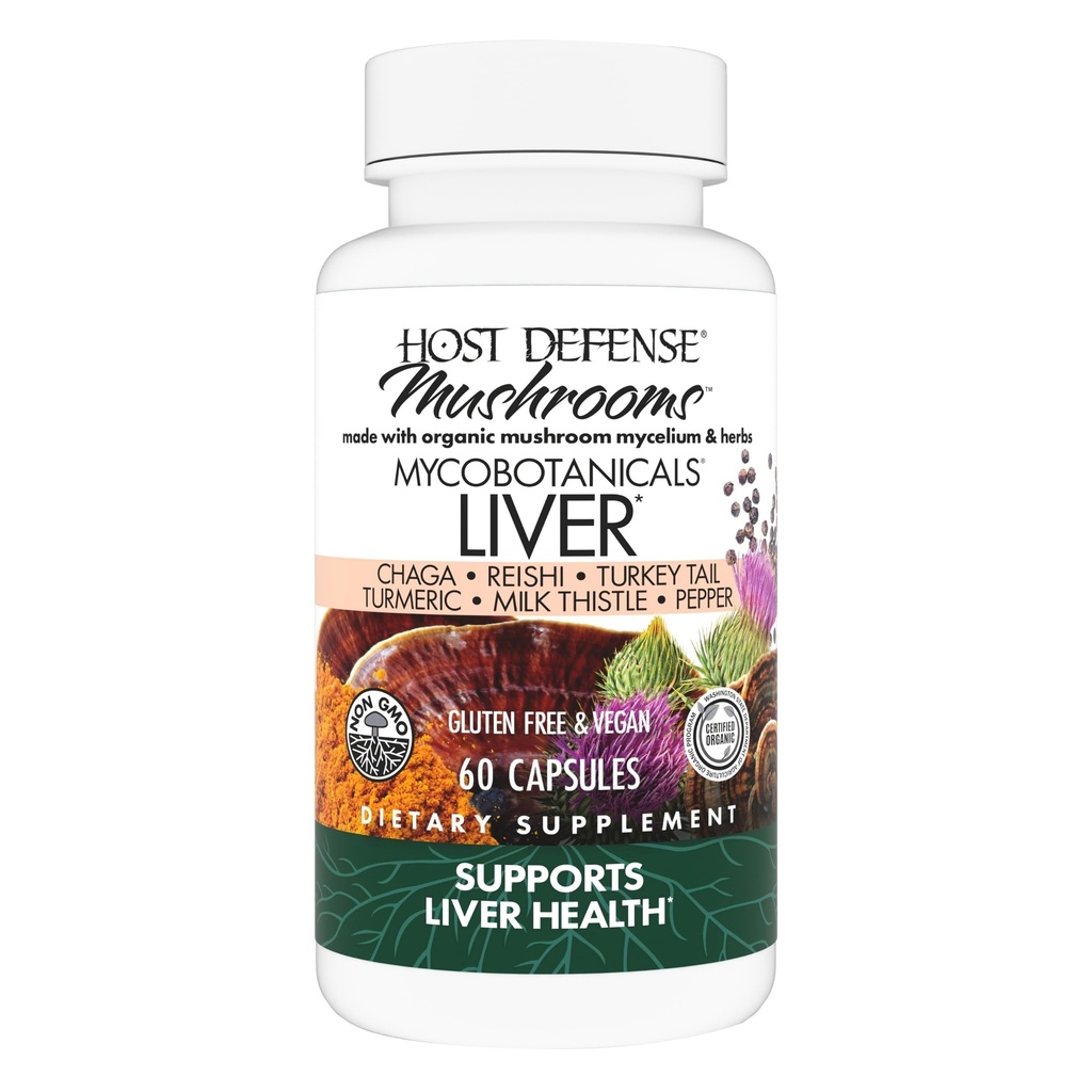 Υποδοχή Άμυνας MycoBotanicals Liver* Κάψουλες - Συστατικό Υγείας με Γαϊδουράγκαθο Γάλα & Κουρκουμάς Root - Συμπλήρωμα Μανιταριών με Turkey Tail, Reishi & Chaga - 60 Κάψουλες (30 Σερβιέτες)*