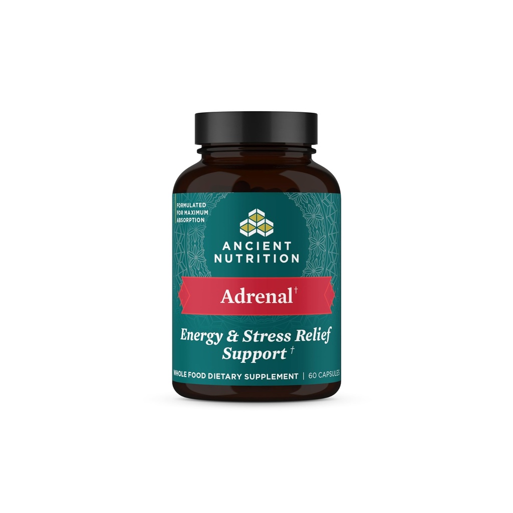 Αρχαία διατροφή Adrenal υποστήριξη με Ashwagandha συμπλήρωμα, βοηθά στη μείωση του στρες & κόπωση, Παλαιό και Κέτο φιλικό, χωρίς γλουτένη, 1300mg, 60 κάψουλες