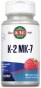 KAL Vitamin K2 MK7 ActivMelt 100 mcg, Συμπλήρωμα βιταμίνης K ως Superior K2 MK7, Υγεία των οστών, καρδιά και αρτηρίες Υγεία Υποστήριξη, Φυσικό άρωμα σμέουρων, Vegan, Χωρίς γλουτένη, 60 σερβιέτες, 60 μικροδισκία